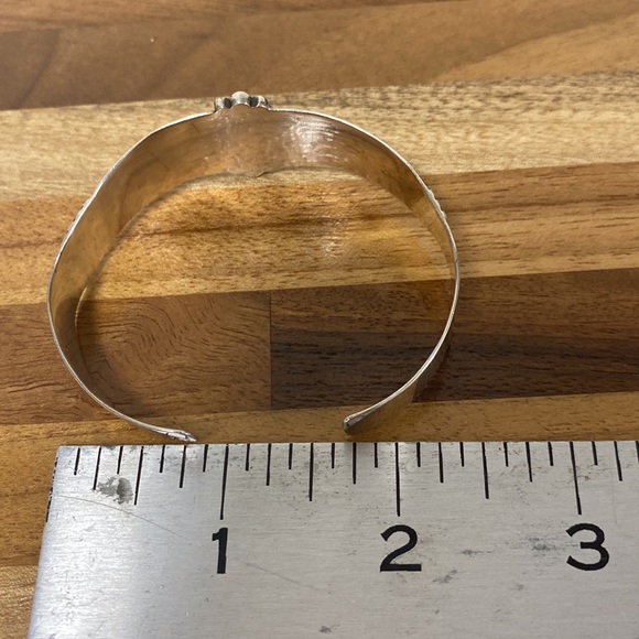 Vintage Abalone Stone 925 Sterling Cuff Bracelet - Picture 8 of 12